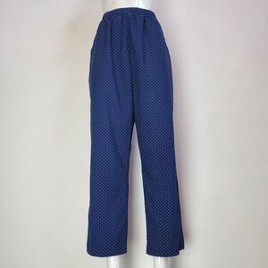 Vintage 80s Carriage Court Navy Polkadot Pants